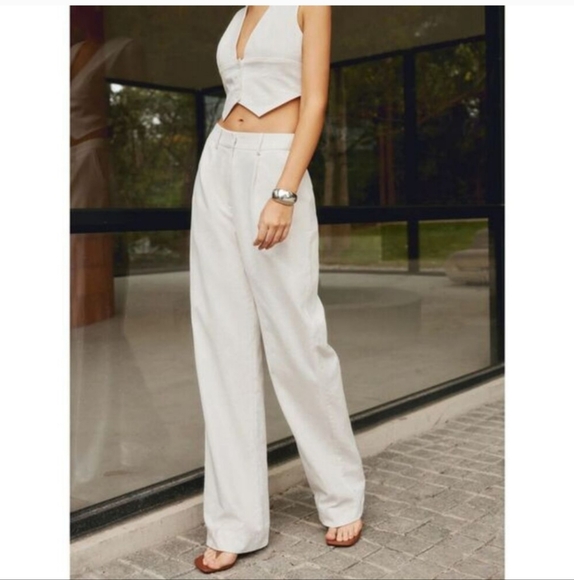 41. Nwt Commense Linen Trousers White Size Medium - Picture 3 of 11